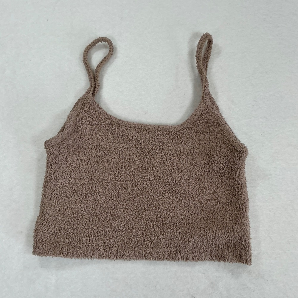 Garage Women XS Taupe Brown Popcorn Knit Cropped Cami Tank Top Sleeveless 121340